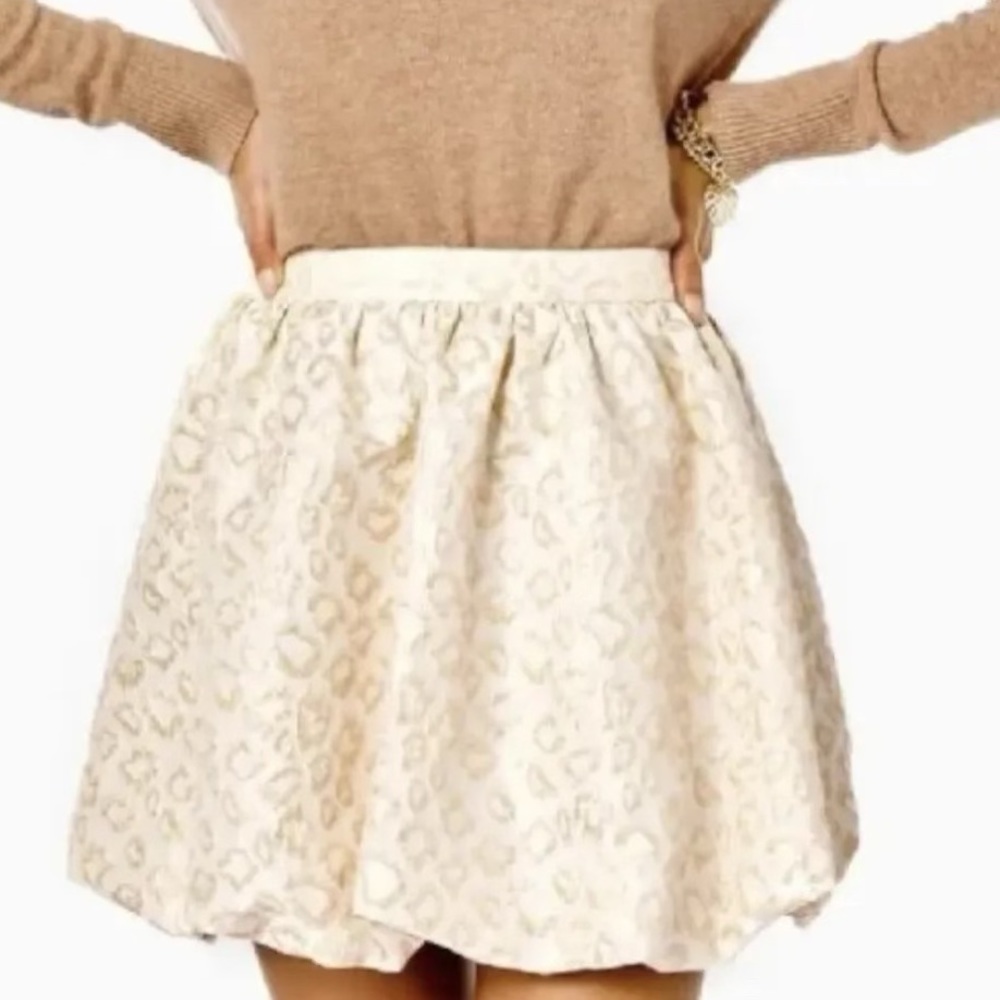 Lilly Pulitzer NWOT Leah Animal Print Bubble Hem Metallic Accent Mini Skirt sz12